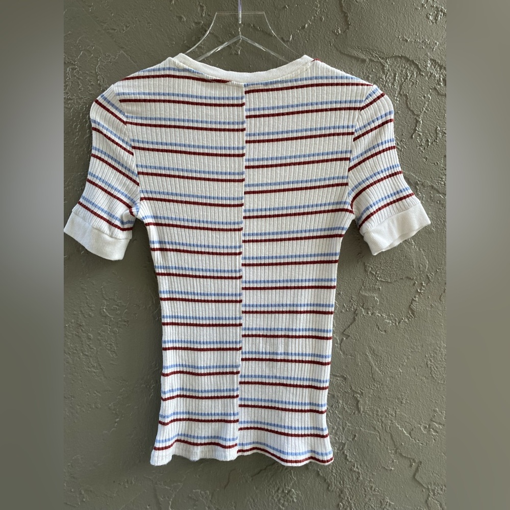 Frame 70’s Ribbed T Shirt M Medium Striped As Seen on Riverdale Cotton - Picture 4 of 4